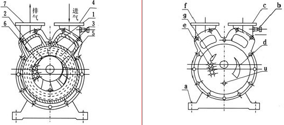 SZ水环真空泵工作原理图示
